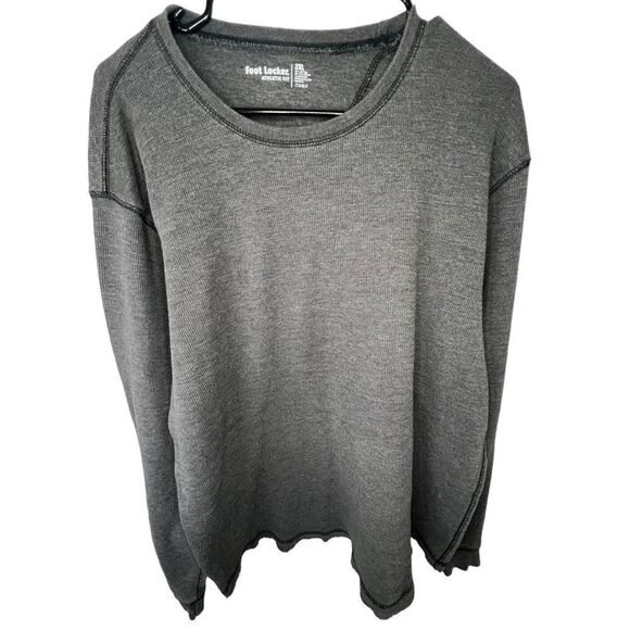 Men’s Foot Locker Dark Grey Basic Long Sleeve Thermal T-Shirt - Picture 1 of 3